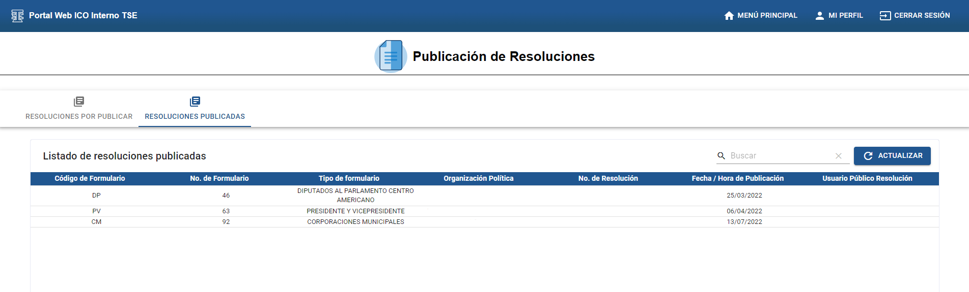 Publicaci N De Resoluciones Ayuda Del Portal Web Interno Tse